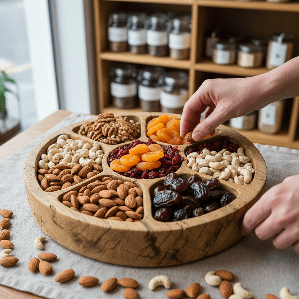 Almonds in wooden bowl