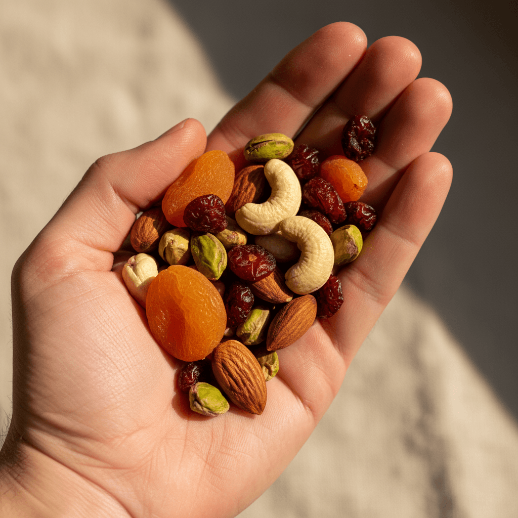 Handful of cashews in hands